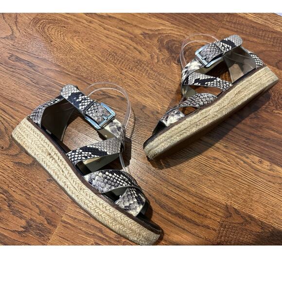Michael Kors Darby Espadrille Sandals – Snake Print Leather | Women’s Size 9 - Picture 1 of 11